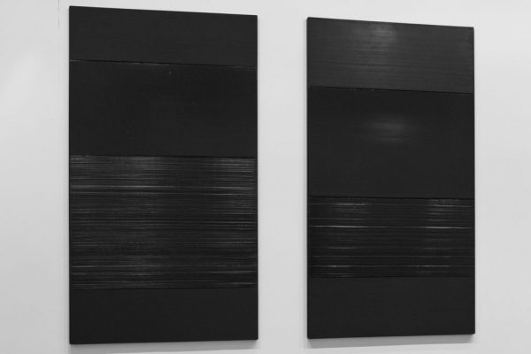 De gauche à droite : Peinture 324 x 181 cm, 14 mars 2009 ; Peinture 324 x 181 cm, 17 novembre 2008