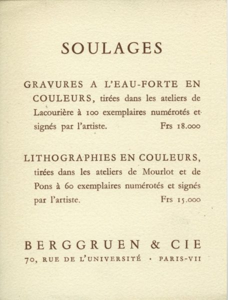 1957 oct Berggruen et cie PAris VII Soulages
